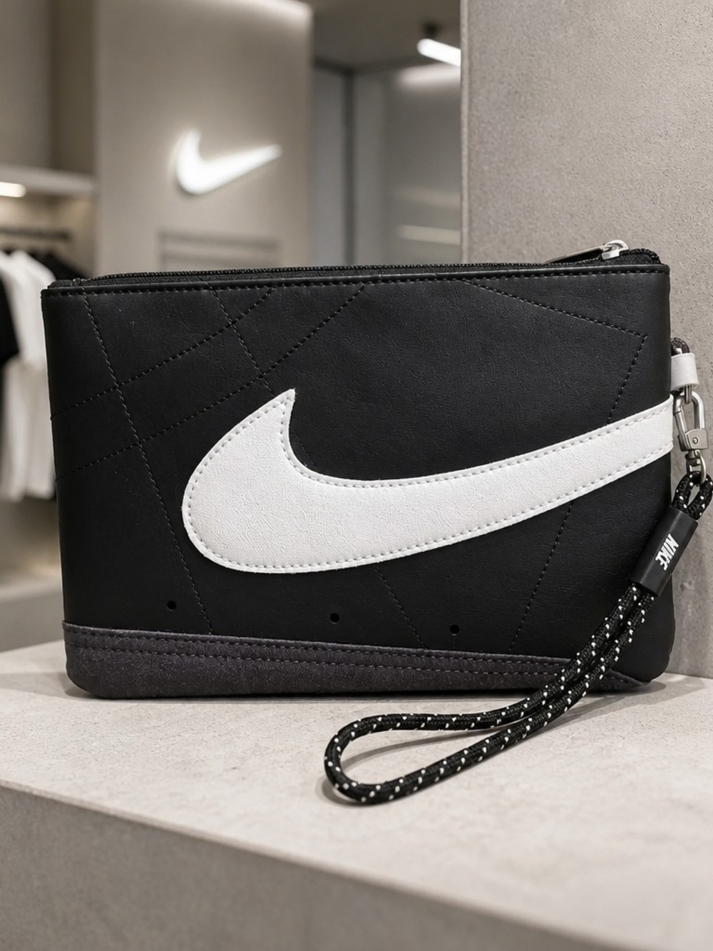 Nike Black White Blazer Swoosh Wristlet Clutch